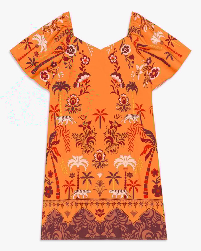 Vestido Curto Plus Size Estampado com Manga Bufante - Cereja Rosa - Nectarine-98e90f3f-a5d1-4882-a3ca-609a3bc33222