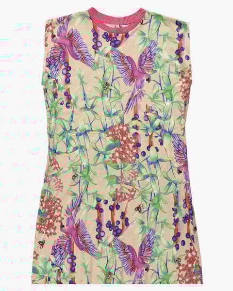 Vestido Curto Plus Size Estampado com Retilínea - Cereja Rosa - Deserto