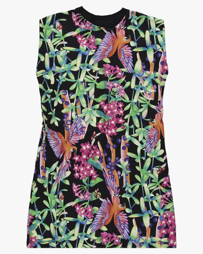 Vestido Curto Plus Size Estampado com Retilínea - Cereja Rosa - Preto P-91aef5ca-02d3-42a0-96c9-a8c9d329176f