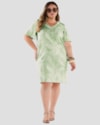 Vestido Curto Plus Size Estampado em Viscose Linho - Cereja Rosa - Mint-eda31a2d-aefb-47bb-a01f-816e3aaddcad