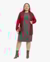 Vestido Curto Plus Size Manga Longa em Malha Crepe - Cereja Rosa - Dark Gray-9d61f0e4-f33b-493a-8ef8-2d4efbd37b07