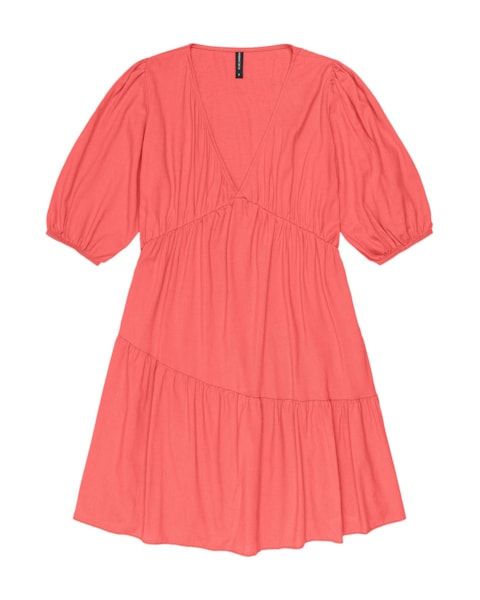 Vestido de Viscose com Linho Cereja Rosa