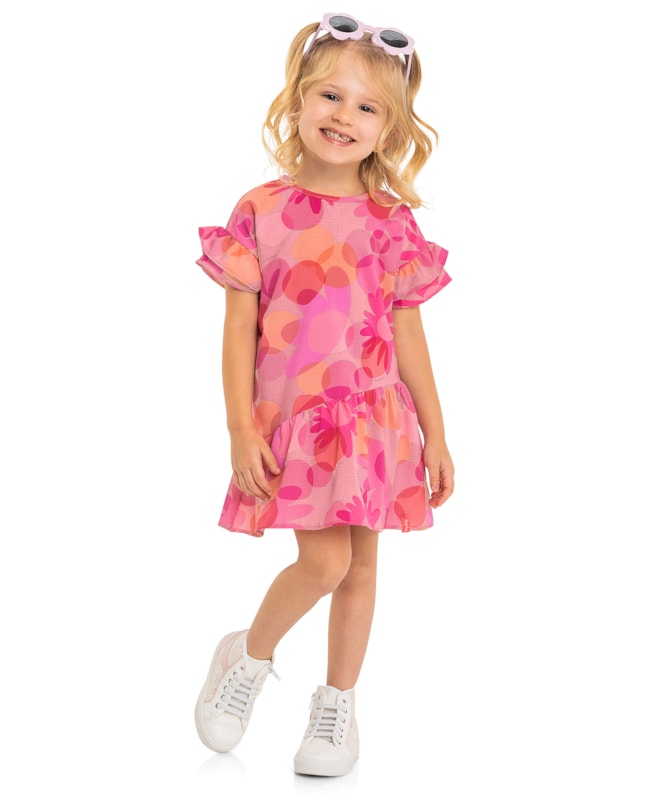 Vestido em Tecido com Babados nas Mangas Menina Kely Kety-4146aaed-6ae2-4b5f-8367-5309387f05fc