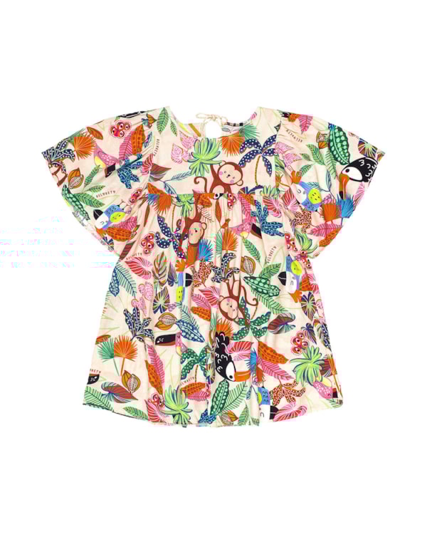 Vestido em Tecido Viscose Estampado Menina Kely Kety