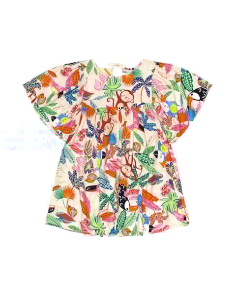 Vestido em Tecido Viscose Estampado Menina Kely Kety