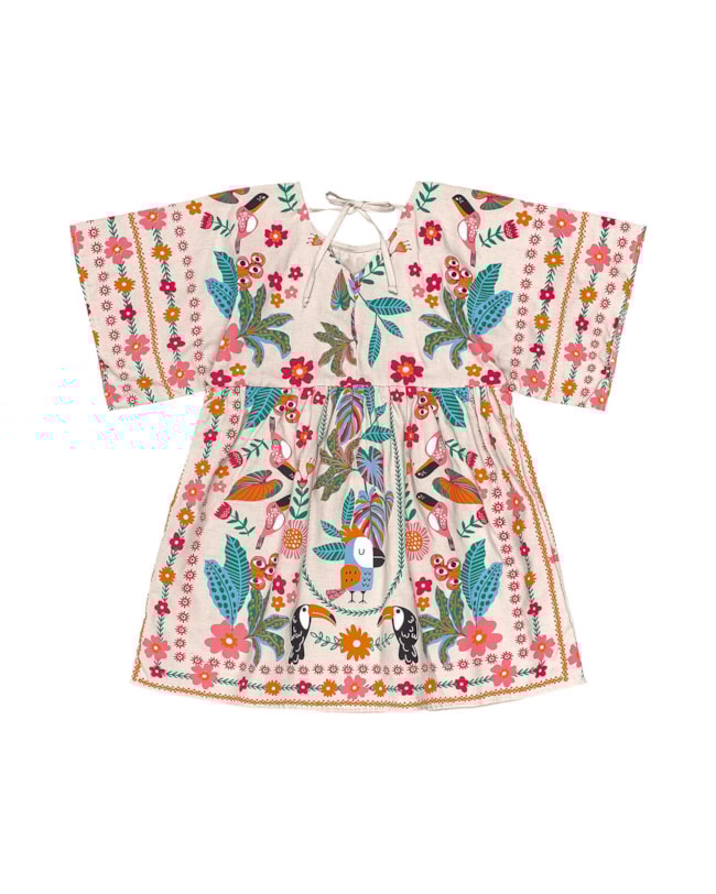 Vestido Estampado com Manga Ampla Menina Kely Kety-5f986650-36cc-4278-9db8-3ec08dbb58d2