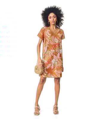 Vestido Feminino Cereja Rosa Estampado