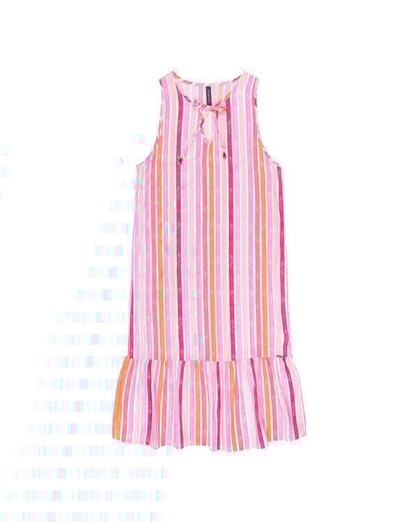 Vestido Feminino Cereja Rosa Listrado