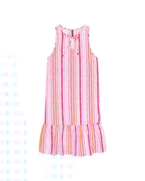 Vestido Feminino Cereja Rosa Listrado