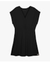 Vestido Feminino Plus Size Malha Crepe com Decote V - Cereja Rosa - Preto-77713fd3-0661-4516-9e65-748a2091be3c