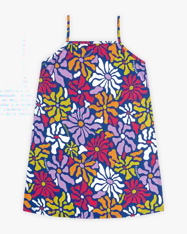 Vestido Infantil Alça Fina Estampa Floral - Kely Kety- Mosaico-fc329cb5-8eb2-48db-bdda-7883494c0f85