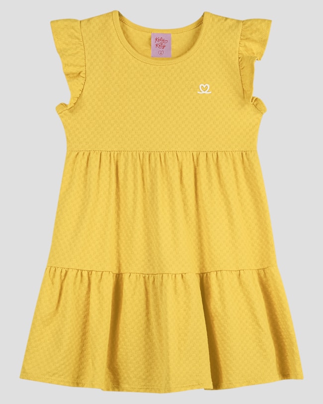 Vestido Infantil com Babados em Malha Kely Kety Amarelo-2a1a0318-901e-4fc1-84ba-0da71ae5026d