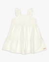 Vestido Infantil com Babados em Malha Laise - Kely Kety - Natural-56ff5d63-53f7-4f21-bb56-147780ead327