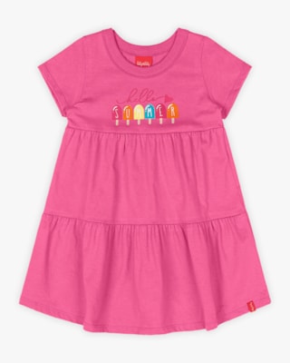 Vestido Infantil com Babados Estampa Picolé - Kely Kety - Blossom