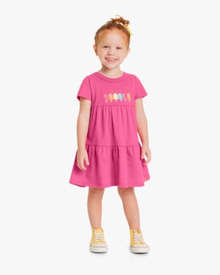 Vestido Infantil com Babados Estampa Picolé - Kely Kety - Blossom