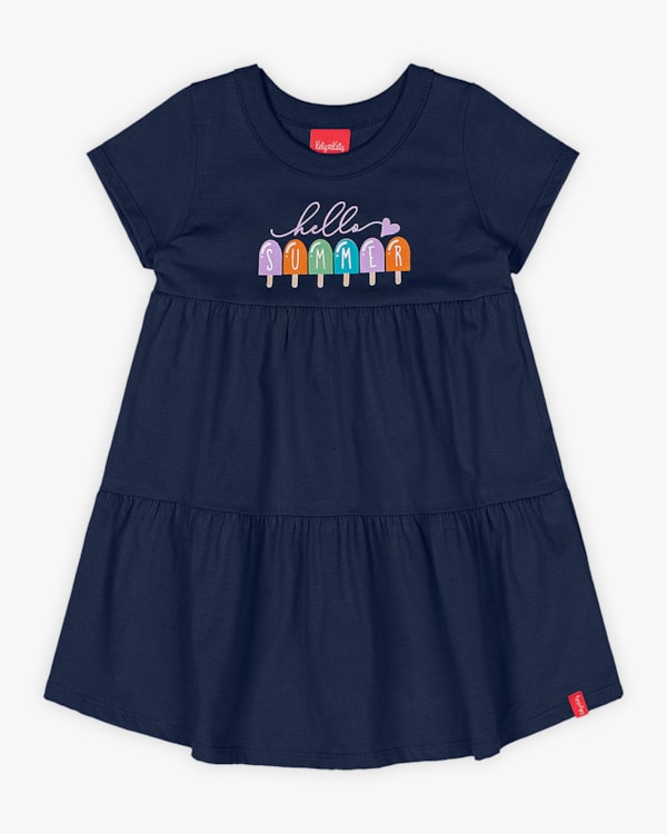 Vestido Infantil com Babados Estampa Picolé - Kely Kety - Oxford