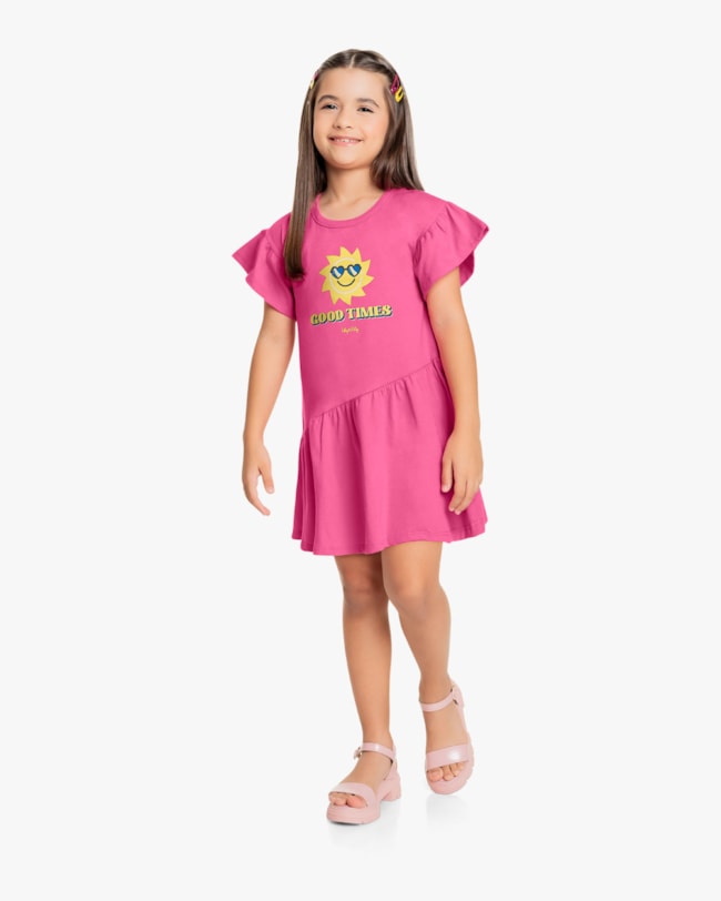 Vestido Infantil com Babados Estampa Sol - Kely kety - Blossom-bd935e07-9669-4351-8746-9261609a7168
