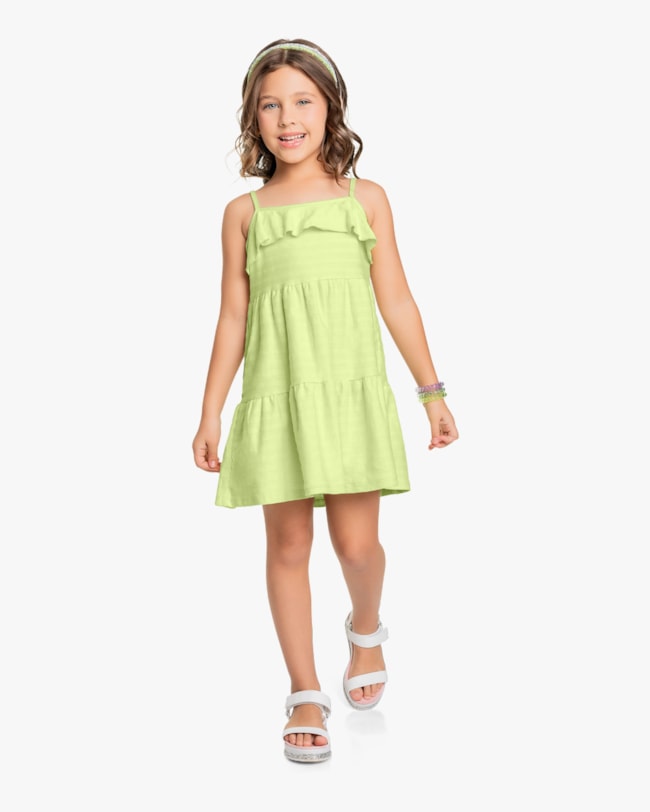 Vestido Infantil com Babados - Kely Kety - Matcha-b269b3db-3b40-425c-9dcb-87c2d08888db