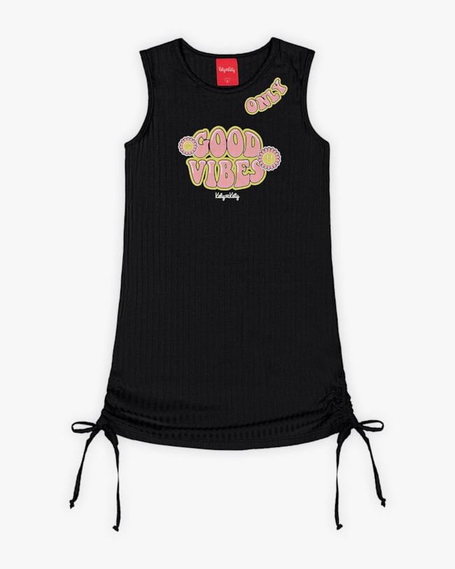 Vestido Infantil com Detalhe em Amarração - Kely Kety - Preto-0817db78-fb52-4e1a-ba68-dd8a0f648f4b