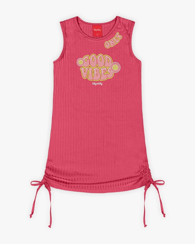 Vestido Infantil com Detalhe em Amarração - Kely Kety - Rosa-a6443d01-3b60-4280-8049-5057bfb4fa45