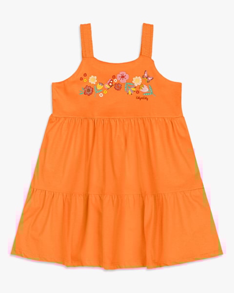 Vestido Infantil com Estampa Floral e Babados - Kely Kety - Nectarine
