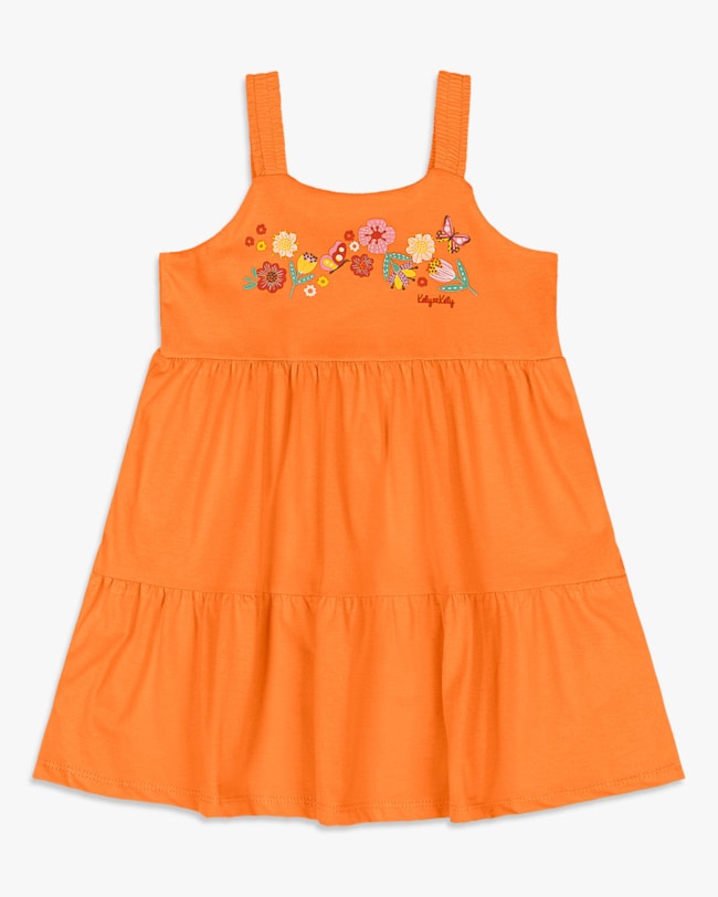 Vestido Infantil com Estampa Floral e Babados - Kely Kety - Nectarine-21b2caf6-c056-4e1c-ba9b-c346f105bab4