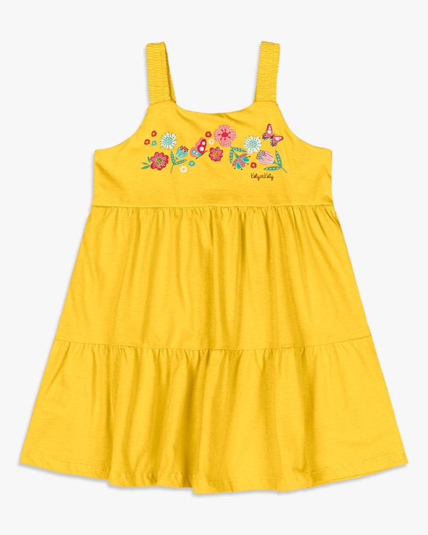 Vestido Infantil com Estampa Floral e Babados - Kely Kety - Sol