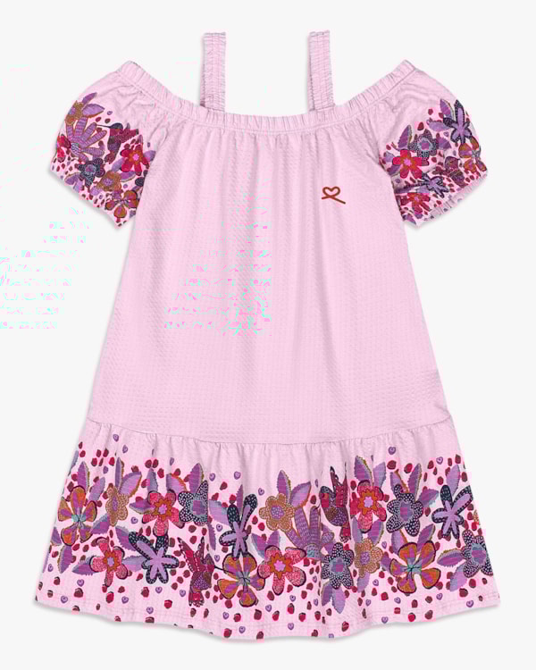 Vestido Infantil com Estampa Floral e Mangas Bufantes - Kely Kety - Astral