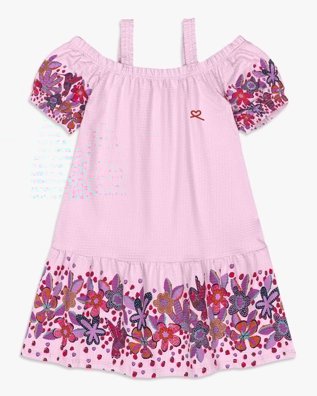 Vestido Infantil com Estampa Floral e Mangas Bufantes - Kely Kety - Astral-517422c0-2941-4513-8467-830b5e45f274