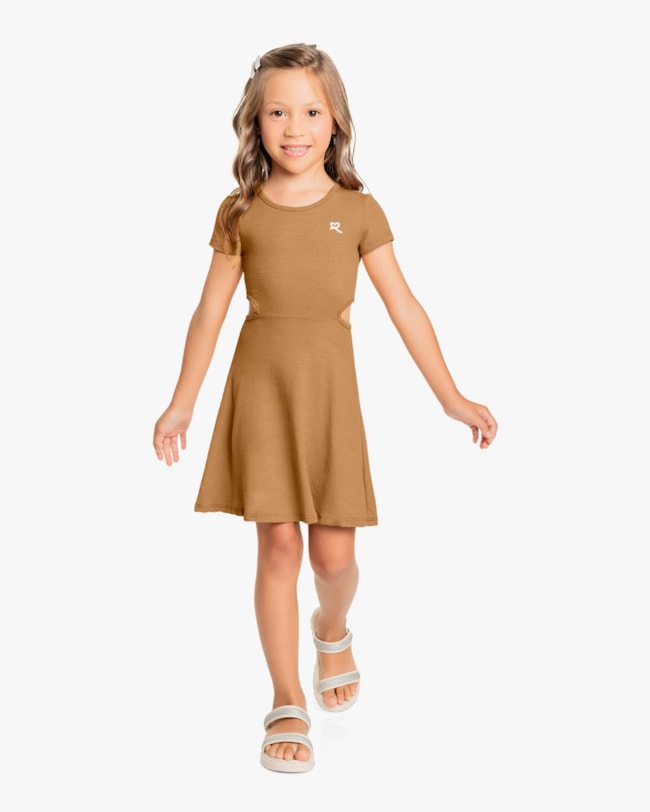 Vestido Infantil com Recorte Cut Out - Kely Kety - Capim Dourado-ebf5ffeb-9d7b-481d-ba48-c3c0d67df089