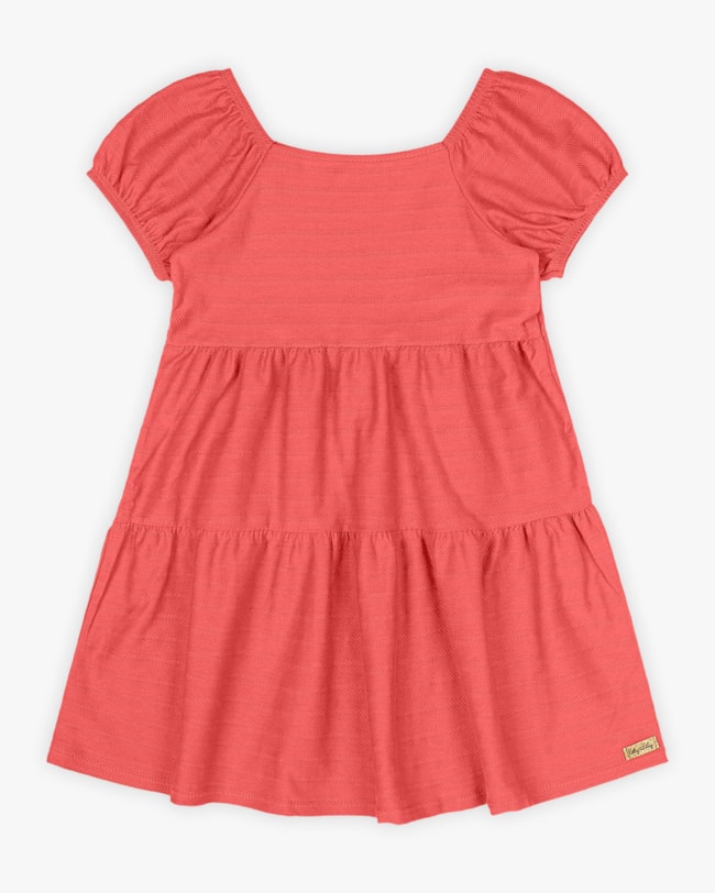 Vestido Infantil em Algodão com Babados - Kely Kety - Lagosta-afb7938c-44d8-4862-832a-9ebf9eb82398
