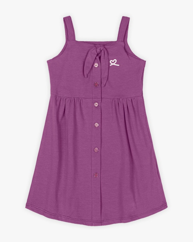 Vestido Infantil em Cotton com Amarração - Kely Kety - Deep Violet-5d6c6542-1be2-46c7-99fa-108beac53f07