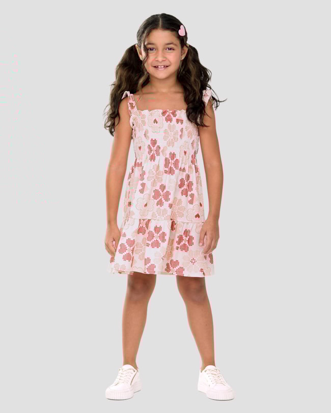 Vestido Infantil em Malha Canelada Estampada Kely Kety Vermelho-f122a0f0-fbd3-4bfc-a1f3-12b957d79d2c