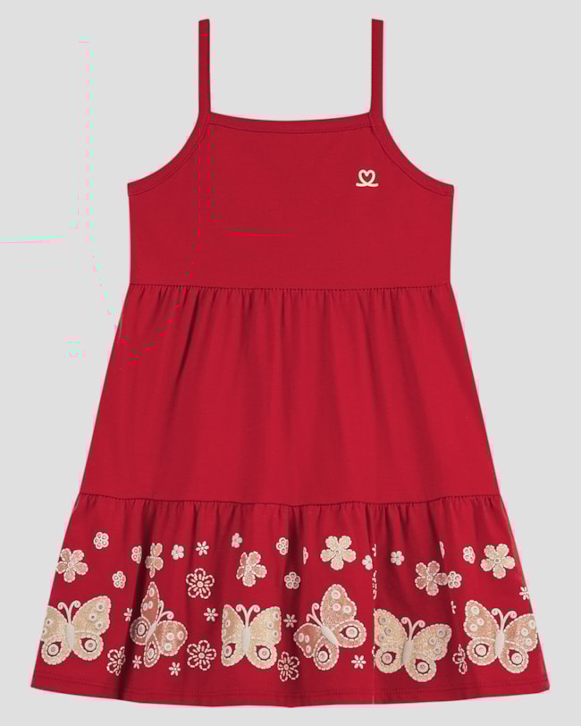 Vestido Infantil em Malha com Estampa na Barra Kely Kety Vermelho-e831da0d-98dc-4301-90b2-6a325e077b5d