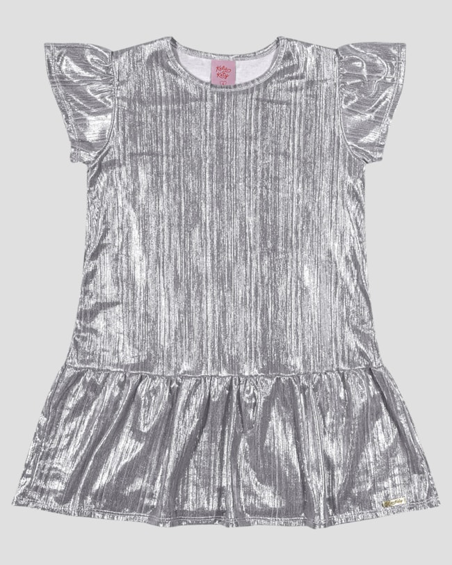Vestido Infantil em Malha Foil Kely Kety Prata-a705be85-6f90-49d1-90c2-43e8313e4057