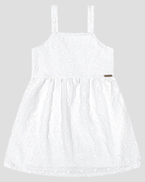 Vestido Infantil em Malha Laise com Coração Kely Kety Branco