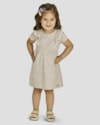Vestido Infantil em Malha Listrada com Babado - Kely Kety - Tapioca-344d8d2c-6ad8-4142-bf8f-7d4052c8b263