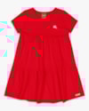 Vestido Infantil em Malha Texturizada com Babados - Kely Kety - Tomato-c0eff083-3fab-4b9a-a57a-3a407d252856