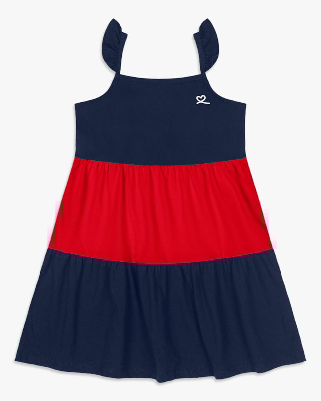 Vestido Infantil em Meia Malha com Babados - Kely Kety - Oxford-36cfe1ee-bd85-424b-96f9-ddf53dfc729d