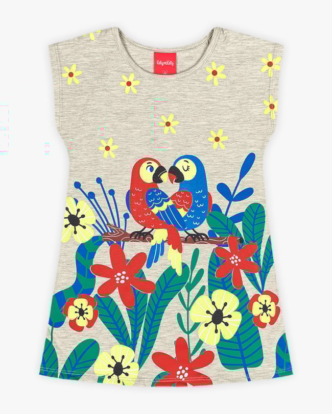 Vestido Infantil em Meia Malha Estampa Arraras - Kely Kety - Mescla-b20afa3c-806f-428a-8bbf-1d27100a4329