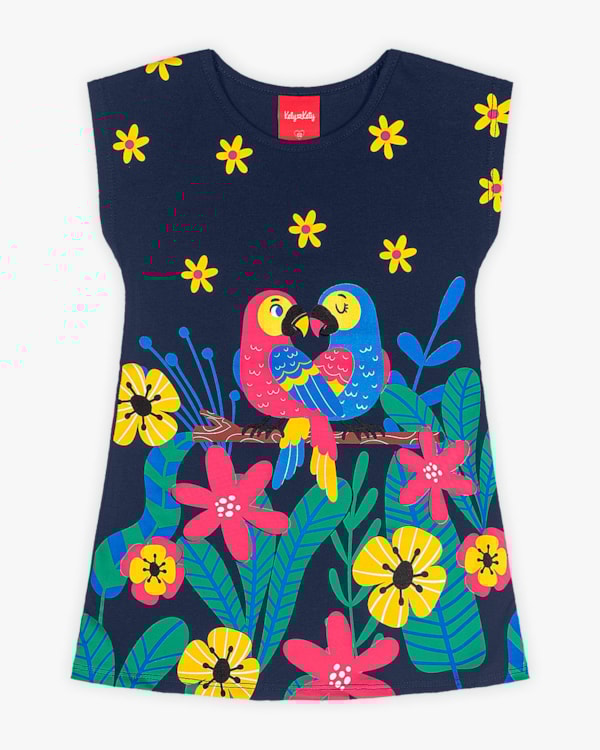 Vestido Infantil em Meia Malha Estampa Arraras - Kely Kety - Oxford