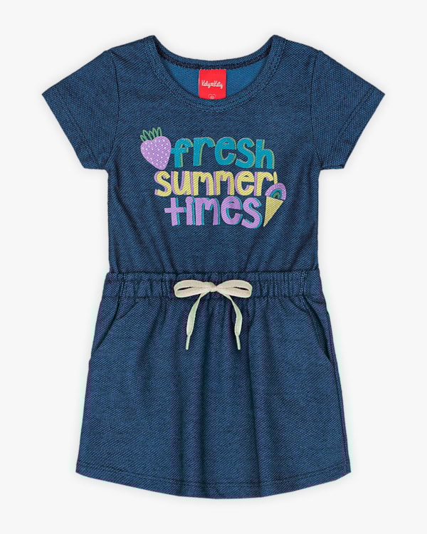 Vestido Infantil em Moletinho com Bolsos - Kely Kety - Oxford