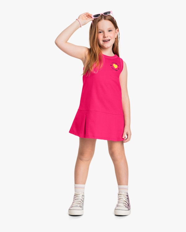 Vestido Infantil em Moletinho com Estampa - Kely Kety - Cherry