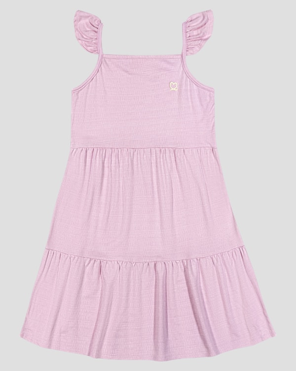 Vestido Infantil em Viscose com Babados Kely Kety Rosa
