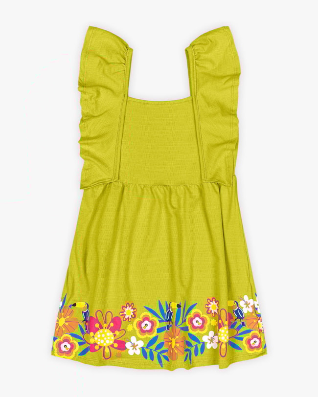Vestido Infantil em Viscose com Estampa na Barra - Kely Kety - Aspargo-e76d5d56-58af-4bf4-8a44-f1d1c6b4dd29