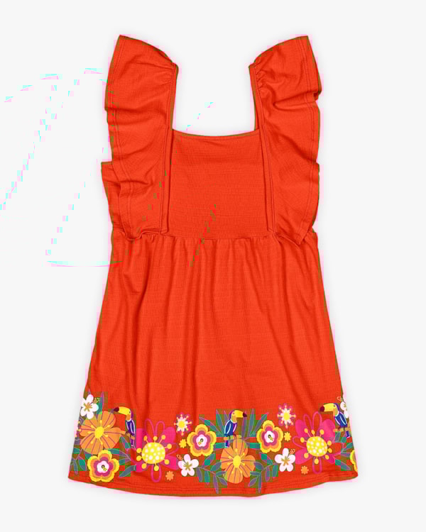 Vestido Infantil em Viscose com Estampa na Barra - Kely Kety - Carrot