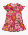Vestido Infantil em Viscose Estampa Flores - Kely Kety - Cherry-874f5737-ec7d-44ee-b4f9-d01e3ba5c3af