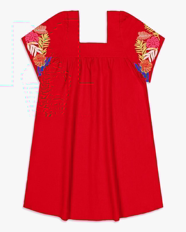 Vestido Infantil em Viscose Linho com Estampa Manga - Kely Kety - Carmim-10-9344da24-692b-43d8-bb52-b77627bfb551