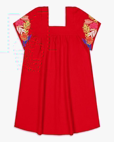 Vestido Infantil em Viscose Linho com Estampa Manga - Kely Kety - Carmim