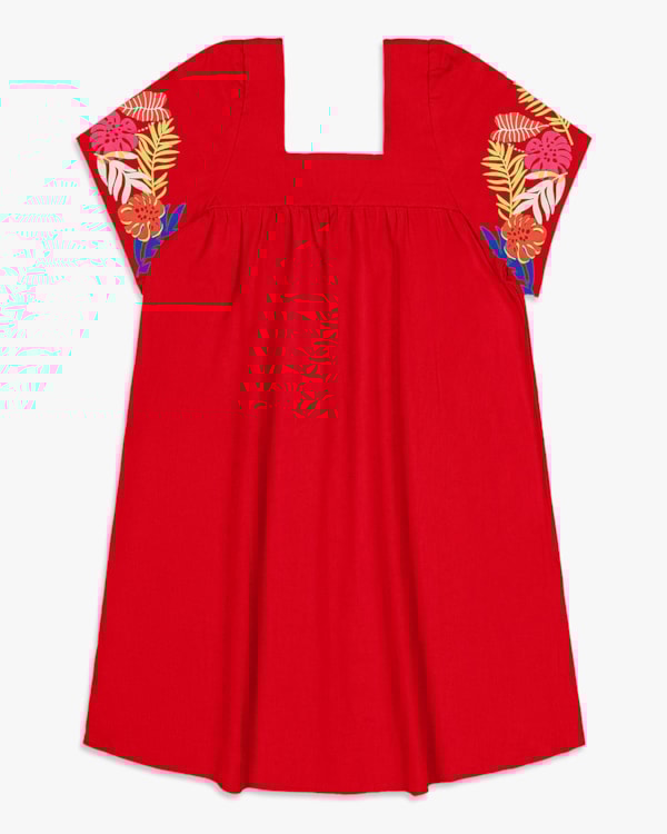 Vestido Infantil em Viscose Linho com Estampa Manga - Kely Kety - Carmim